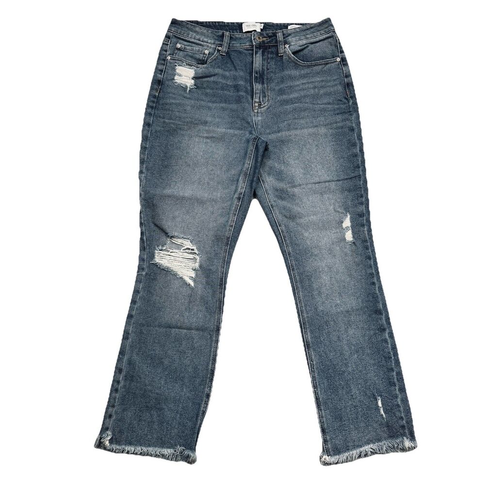True Craft High Rise Slim Crop Ankle Jeans 11 (29x26) Blue Distressed Juniors
